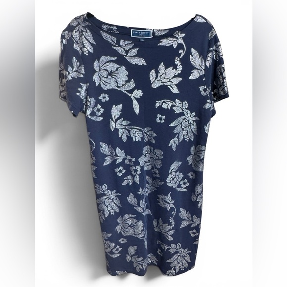 Karen Scott Dresses & Skirts - Karen Scott Navy Shift Dress with Silver Sparkle Print Size XLP